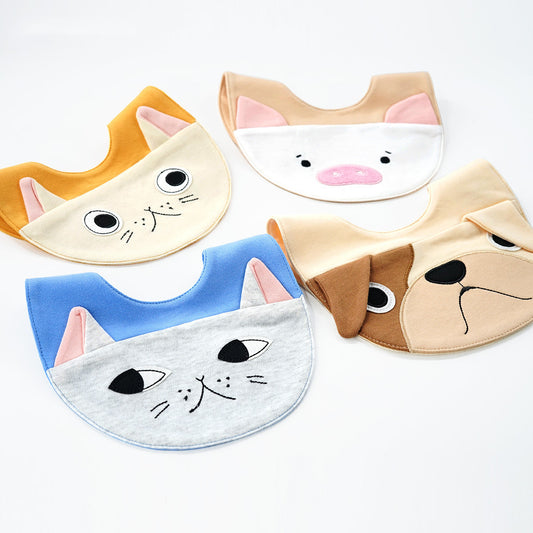 Soft Cotton Baby Bibs with Animal Designs - Absorbent, Waterproof, Snap Buttons - MAMTASTIC