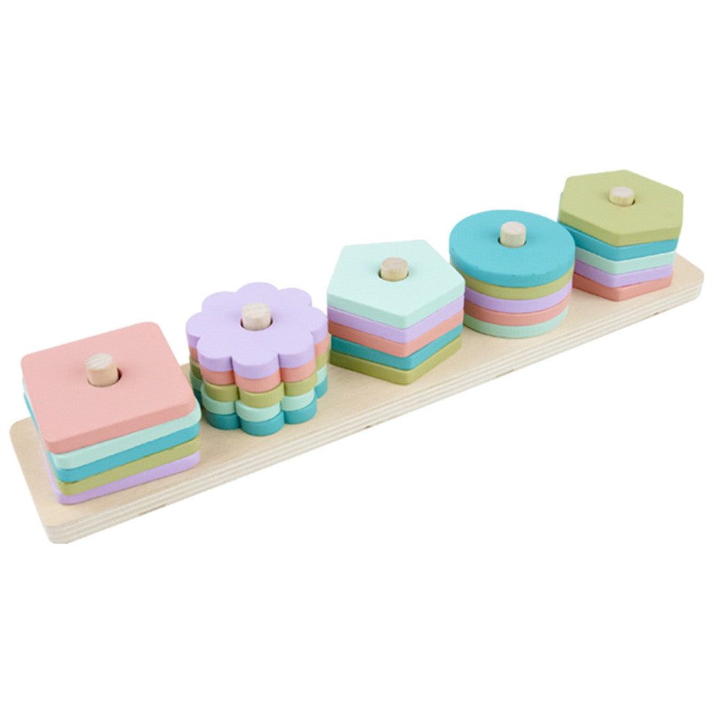 Stackable Wooden Shape Toys for Toddlers - Geometric Shapes, Learning Toys - MAMTASTIC