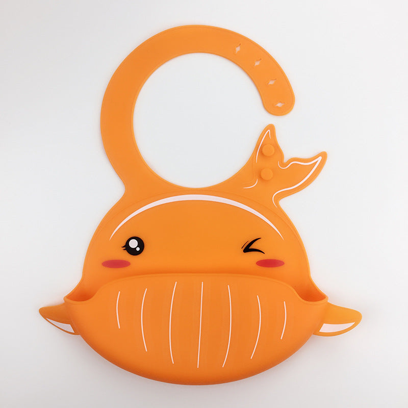 Waterproof Silicone Baby Bib with Food Catcher - MAMTASTIC
