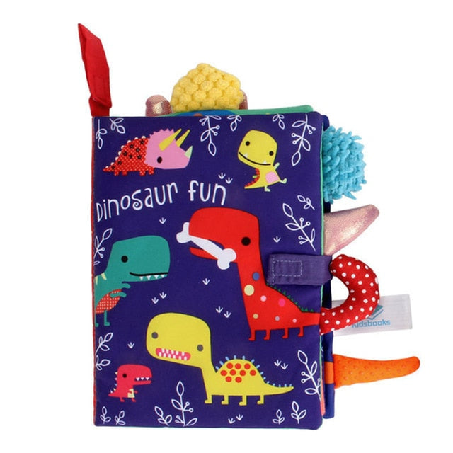Soft Baby Book with Crinkle Pages - Baby Cloth Book with Animal Tails for Sensory Stimulation and Development - MAMTASTIC