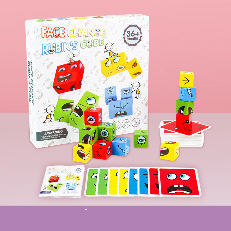 Face Changing Rubik's Cube Wooden Puzzle for Kids - MAMTASTIC