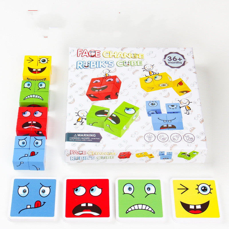 Face Changing Rubik's Cube Wooden Puzzle for Kids - MAMTASTIC