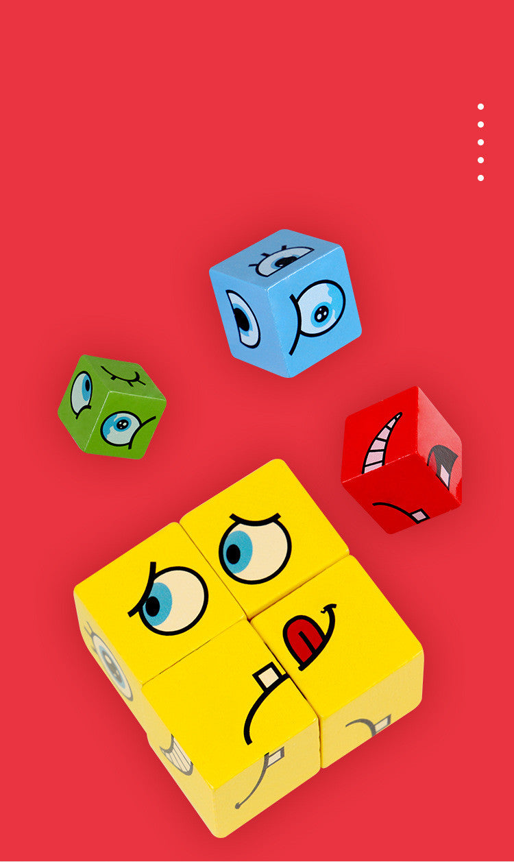 Face Changing Rubik's Cube Wooden Puzzle for Kids - MAMTASTIC
