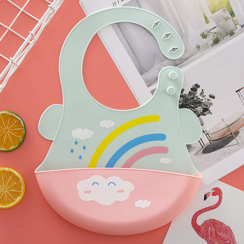 Waterproof Silicone Baby Bib with Food Catcher - MAMTASTIC