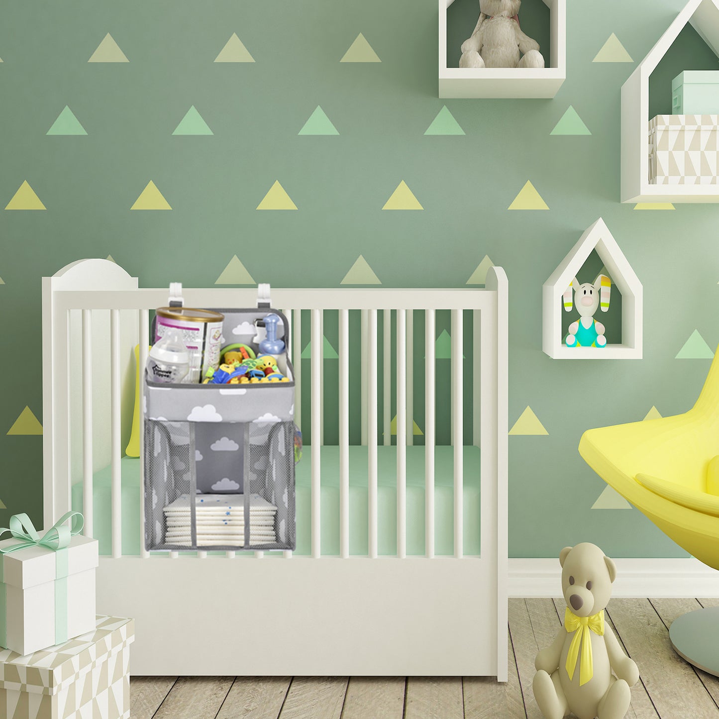 Hanging Diaper Storage Bag for Crib - Convenient Baby Organizer with Multiple Pockets - MAMTASTIC