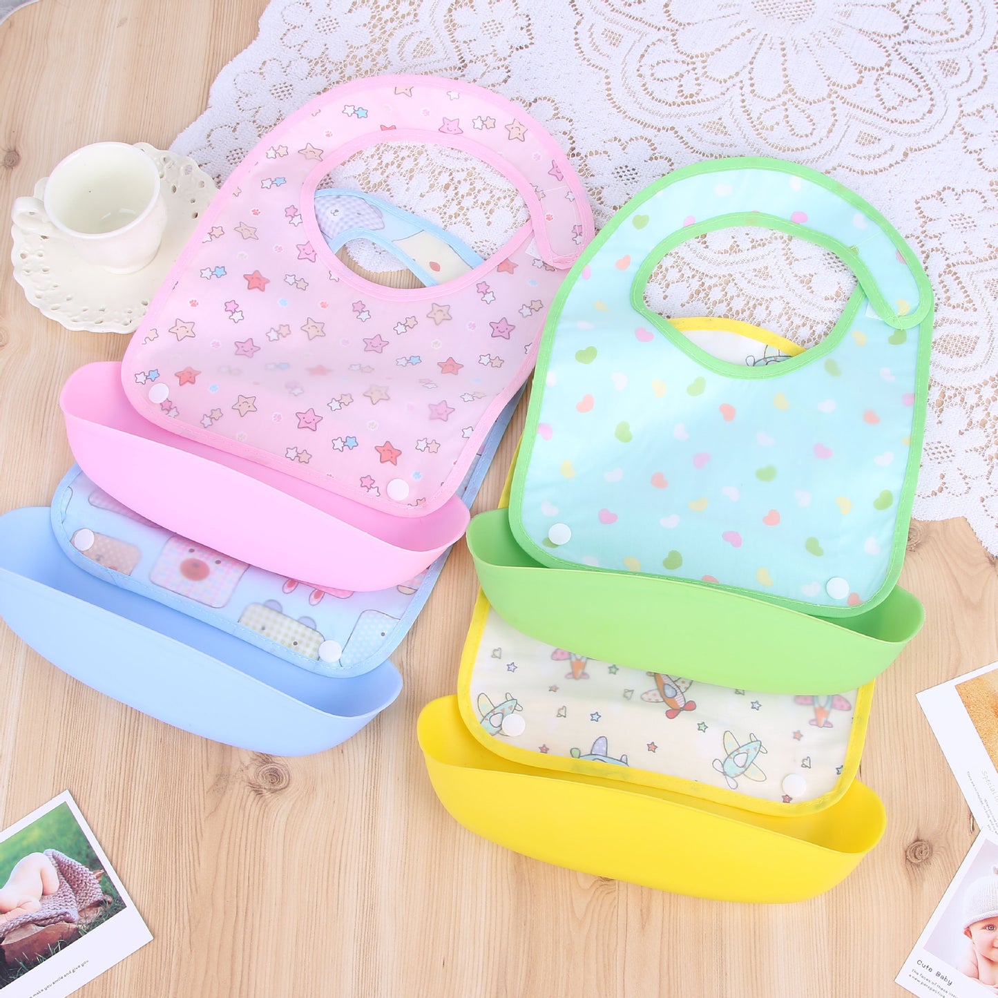 Waterproof Silicone Baby Bib with Food Catcher - MAMTASTIC
