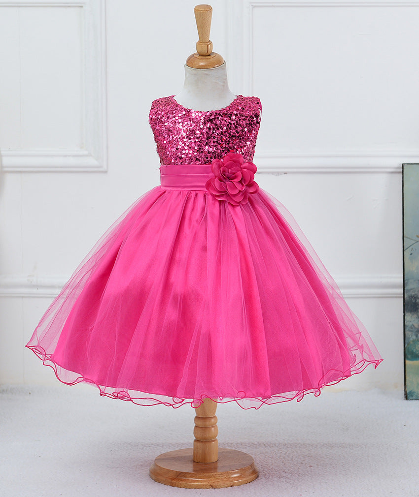 Sparkly Sequin Baby Girl Dress for Weddings - Flower Girl Dress with Tulle Skirt - MAMTASTIC