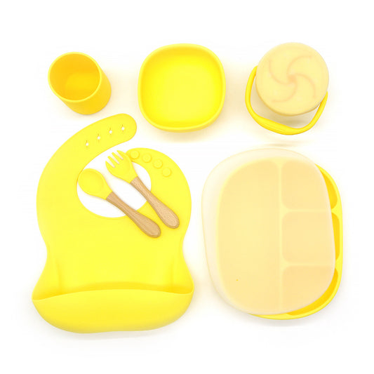 Silicone Baby Dinnerware Set with Bib and Cup - Perfect for Easy Feeding - MAMTASTIC