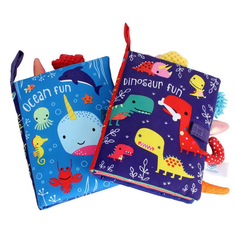 Soft Baby Book with Crinkle Pages - Baby Cloth Book with Animal Tails for Sensory Stimulation and Development - MAMTASTIC