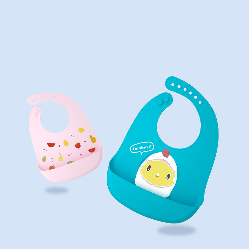Silicone Baby Bib with Food Catcher and Cute Designs - MAMTASTIC