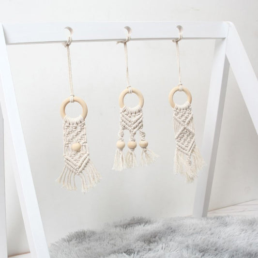 Wooden Baby Teether Pendant with Cotton Rope - MAMTASTIC