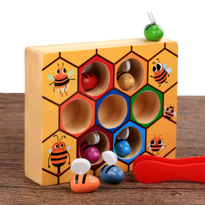 Wooden Beehive Game for Color Matching - Educational Toys for Fine Motor Skills Development - MAMTASTIC