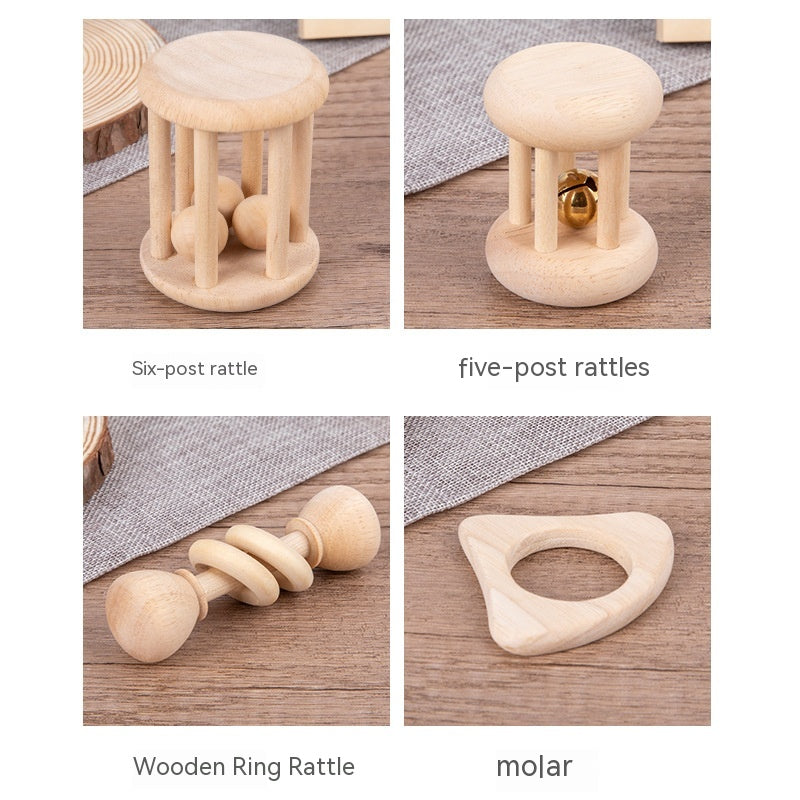 Wooden Rattle Set for Babies - Natural Wood Teething Toys for Infants - MAMTASTIC
