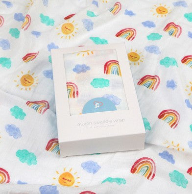 Rainbow Muslin Swaddle Blanket for Newborns