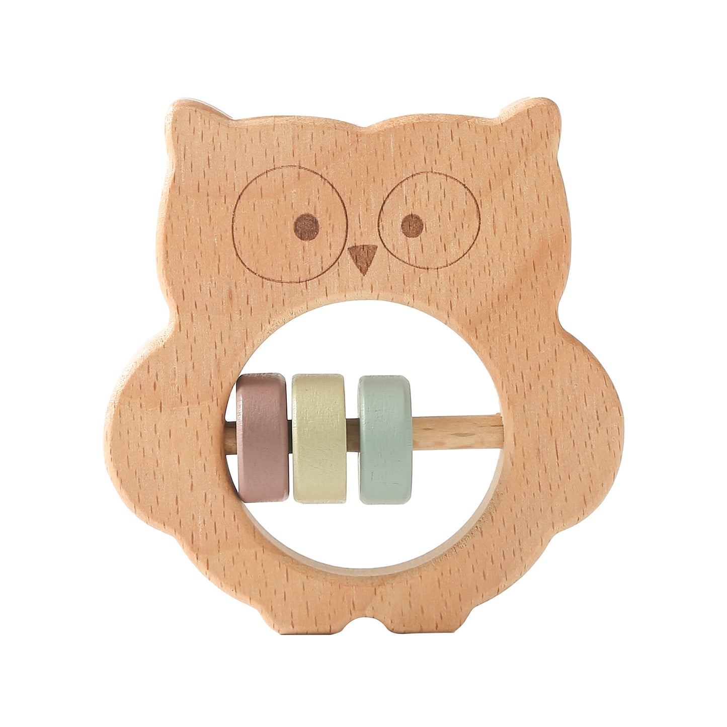 Wooden Koala Style Rattle And Teether - Owl Style - CJYD181005902BY