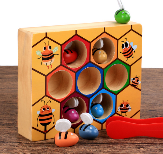 Wooden Beehive Game for Color Matching - Educational Toys for Fine Motor Skills Development - MAMTASTIC