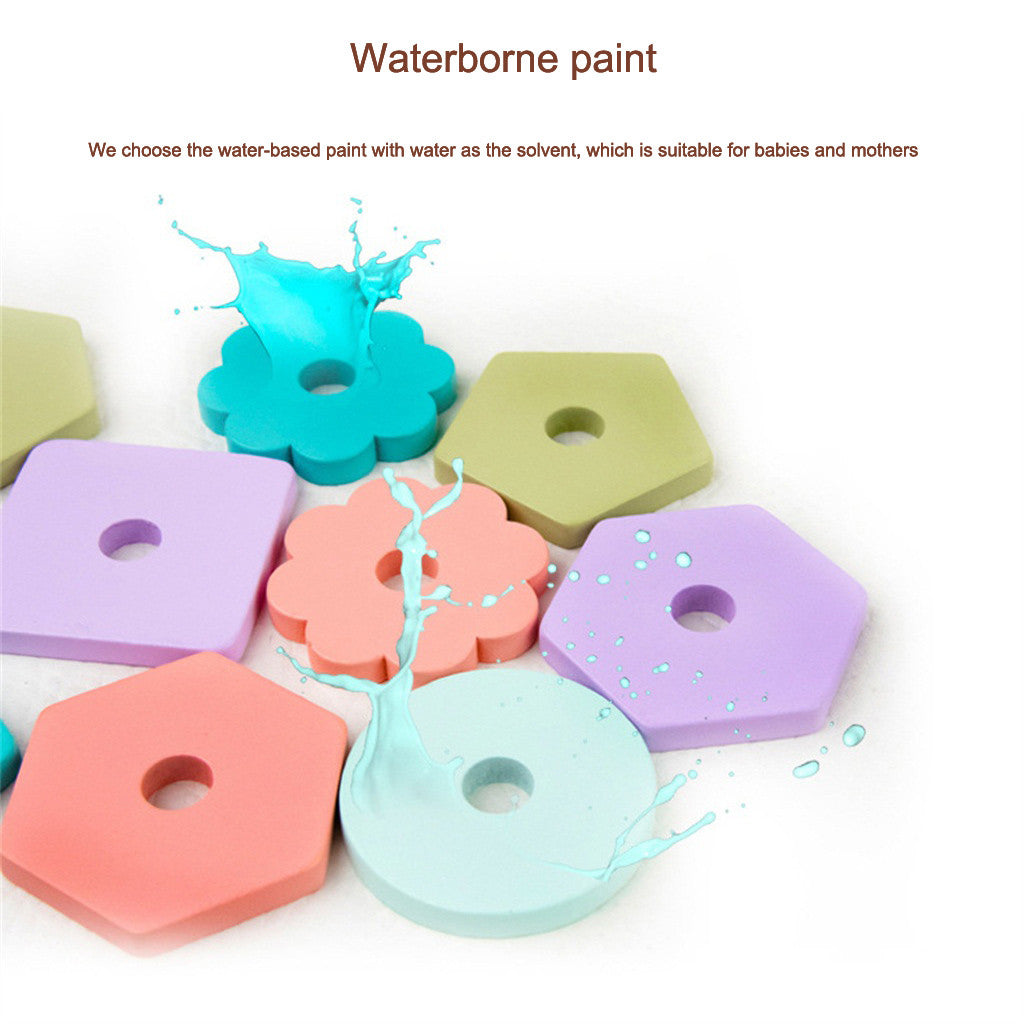 Stackable Wooden Shape Toys for Toddlers - Geometric Shapes, Learning Toys - MAMTASTIC