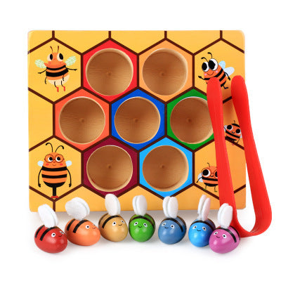 Wooden Beehive Game for Color Matching - Educational Toys for Fine Motor Skills Development - MAMTASTIC