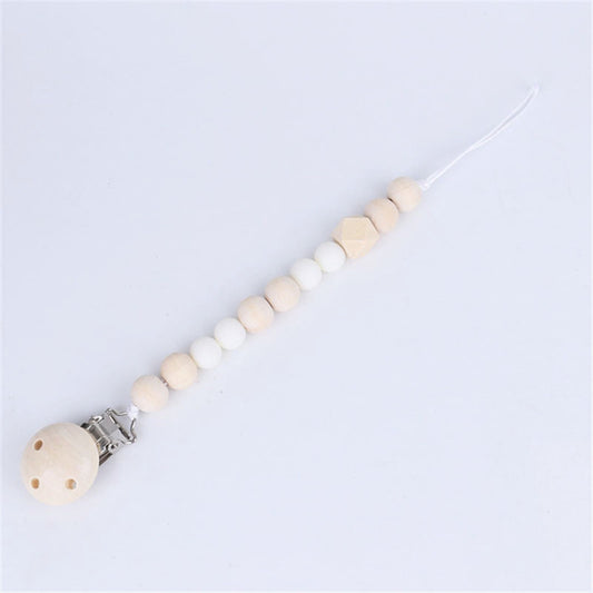 Baby Pacifier Clip - Silicone and Wood Beads - Safe and Stylish - MAMTASTIC