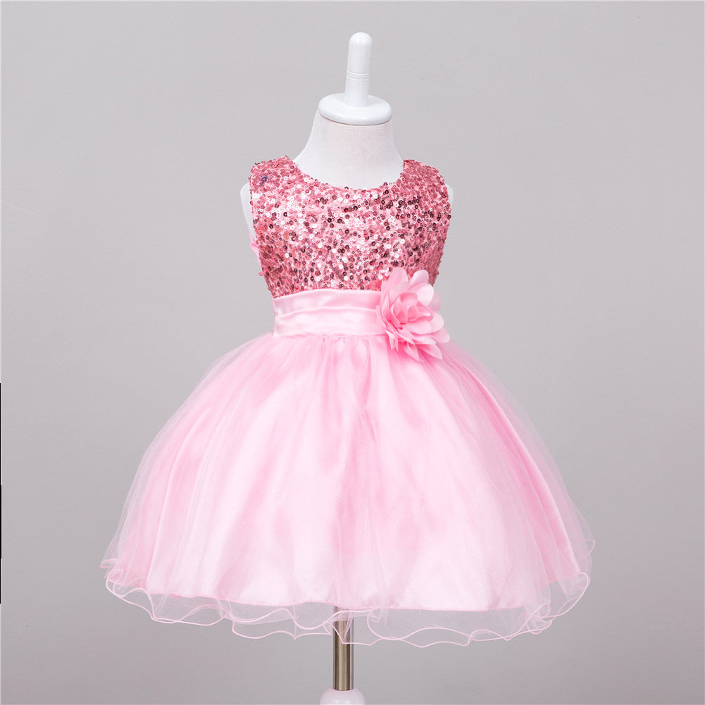 Sparkly Sequin Baby Girl Dress for Weddings - Flower Girl Dress with Tulle Skirt - MAMTASTIC