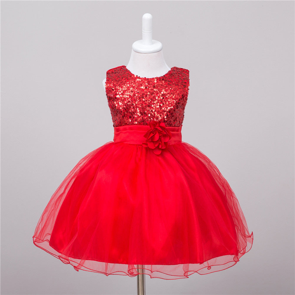 Sparkly Sequin Baby Girl Dress for Weddings - Flower Girl Dress with Tulle Skirt - MAMTASTIC