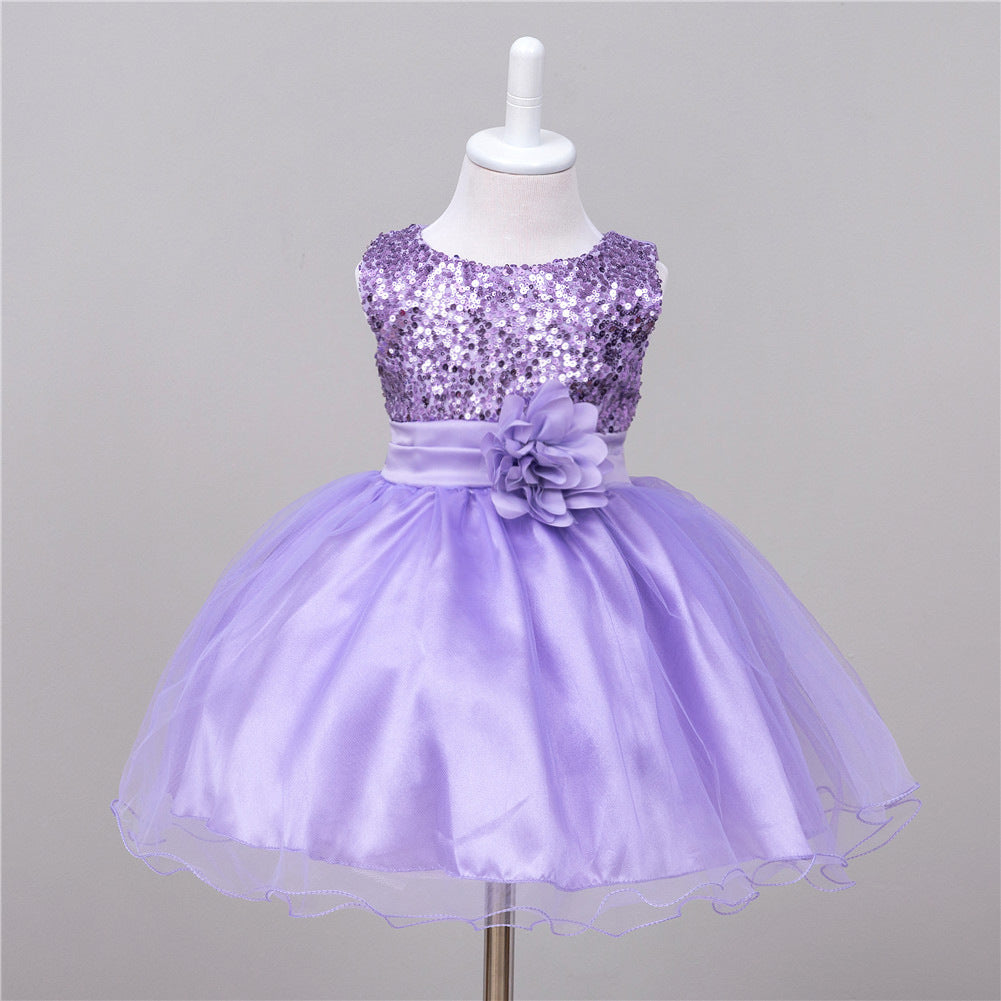 Sparkly Sequin Baby Girl Dress for Weddings - Flower Girl Dress with Tulle Skirt - MAMTASTIC