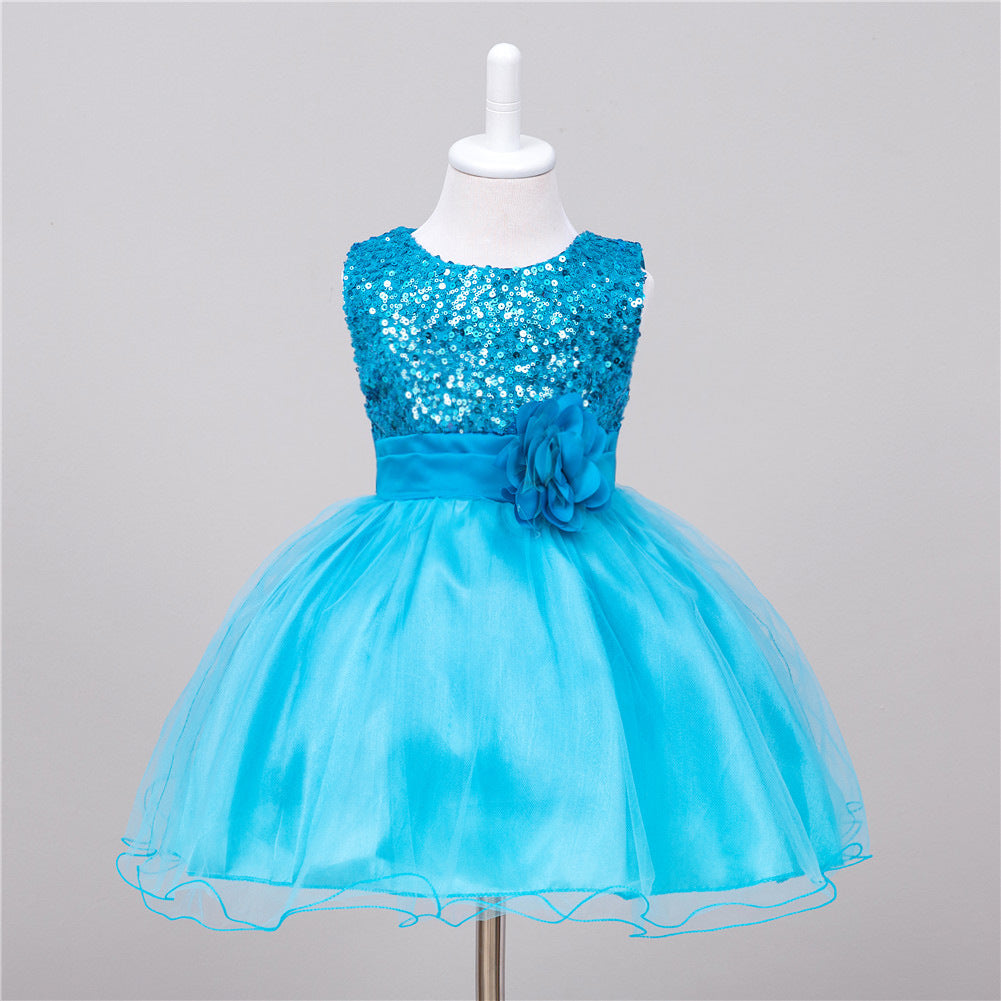 Sparkly Sequin Baby Girl Dress for Weddings - Flower Girl Dress with Tulle Skirt - MAMTASTIC