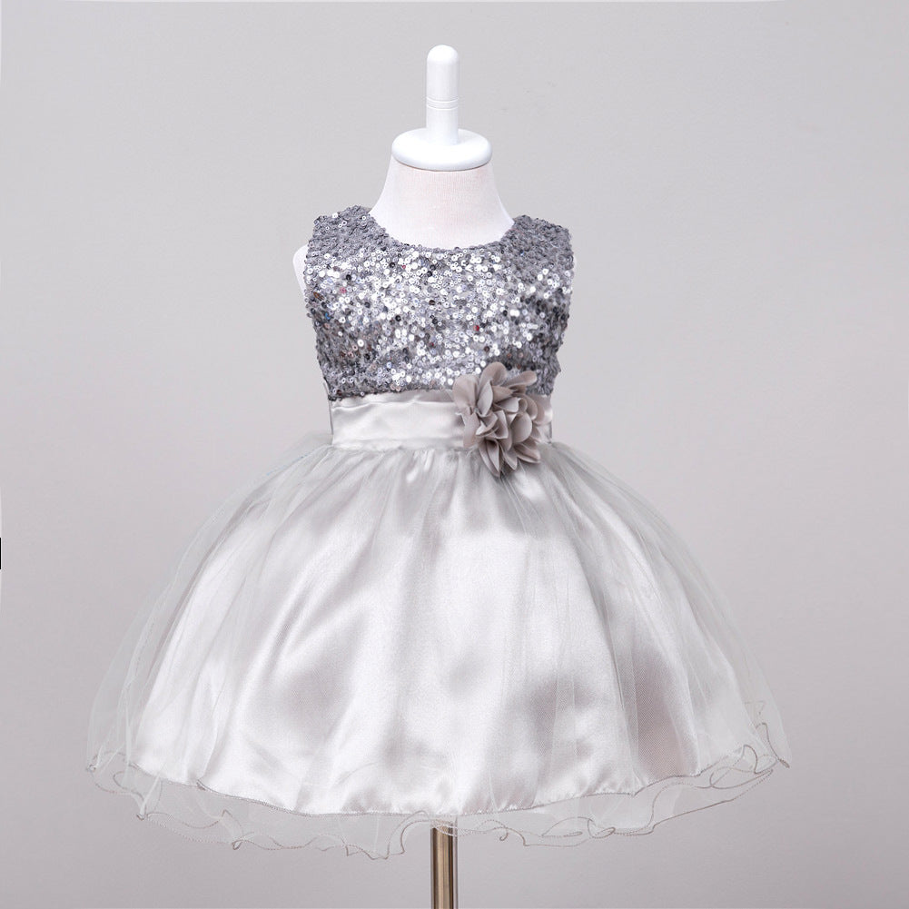 Sparkly Sequin Baby Girl Dress for Weddings - Flower Girl Dress with Tulle Skirt - MAMTASTIC