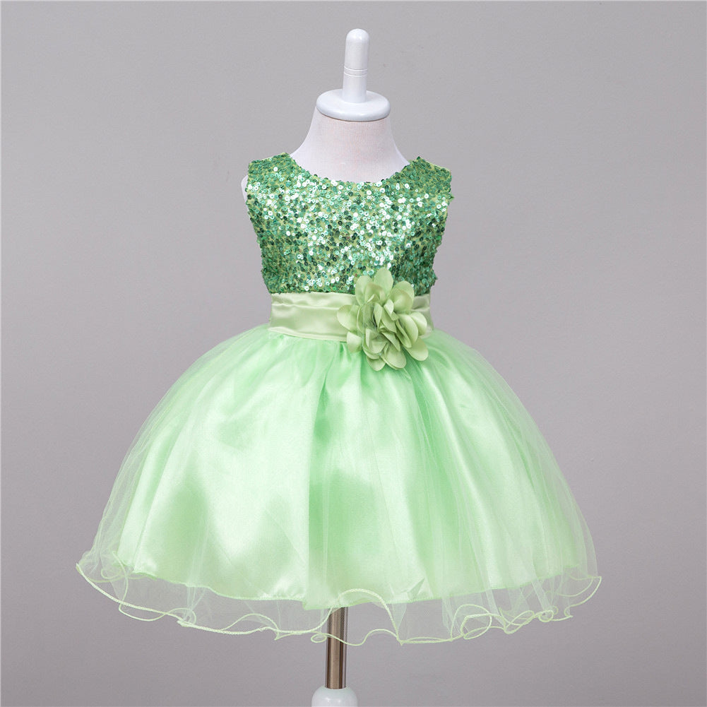 Sparkly Sequin Baby Girl Dress for Weddings - Flower Girl Dress with Tulle Skirt - MAMTASTIC