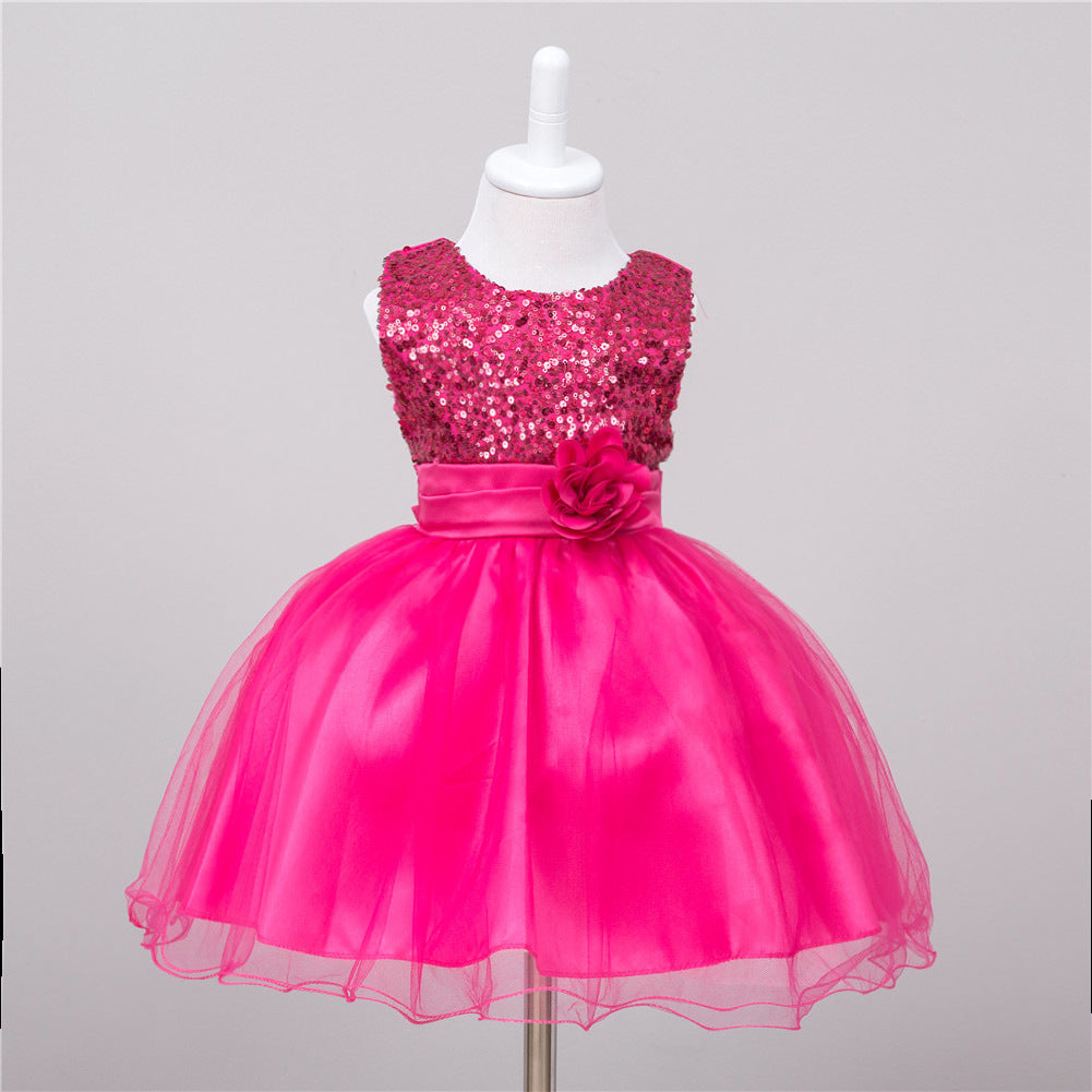 Sparkly Sequin Baby Girl Dress for Weddings - Flower Girl Dress with Tulle Skirt - MAMTASTIC