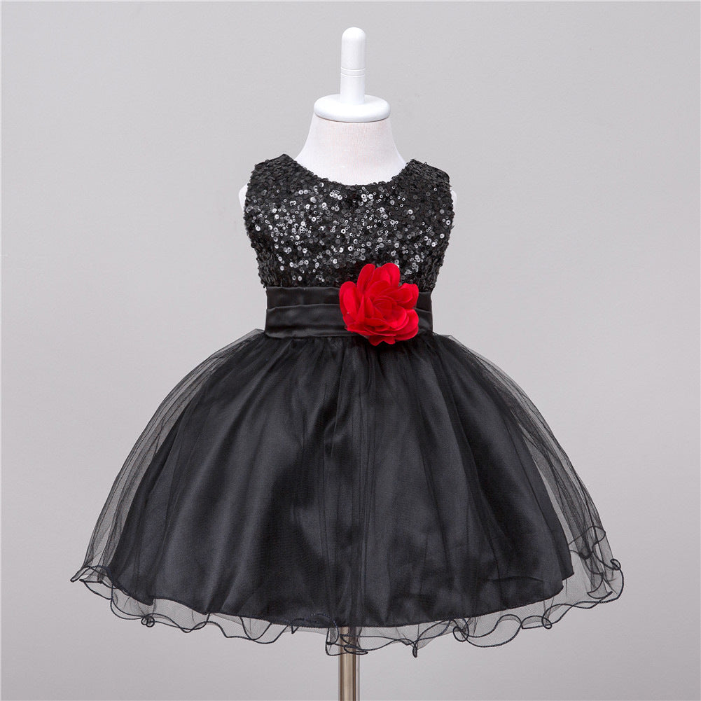 Sparkly Sequin Baby Girl Dress for Weddings - Flower Girl Dress with Tulle Skirt - MAMTASTIC