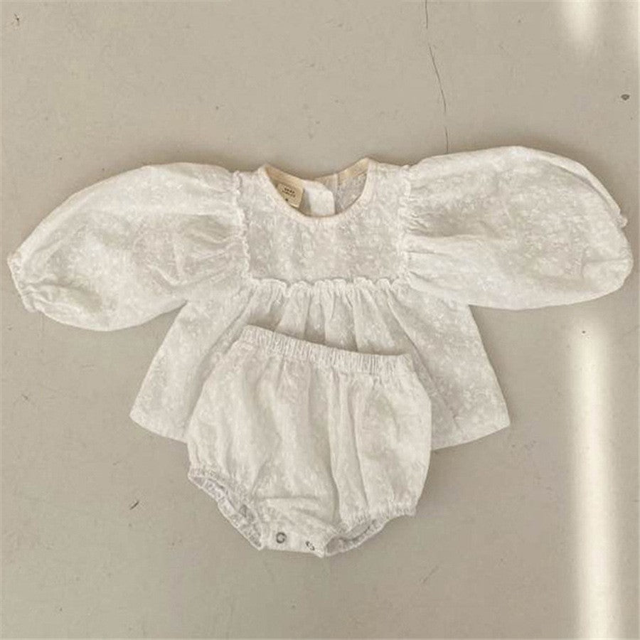 Cute Baby Girl Clothes Set: Cotton Top & Shorts with Lace - MAMTASTIC