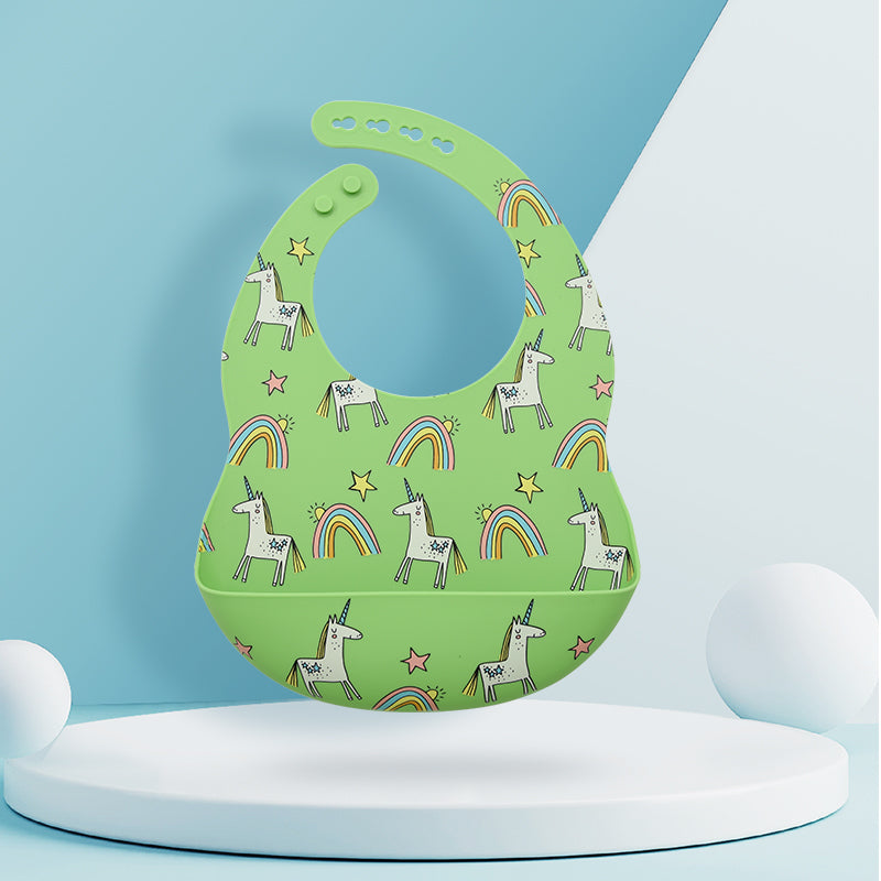 Waterproof Silicone Baby Bib with Food Catcher - MAMTASTIC