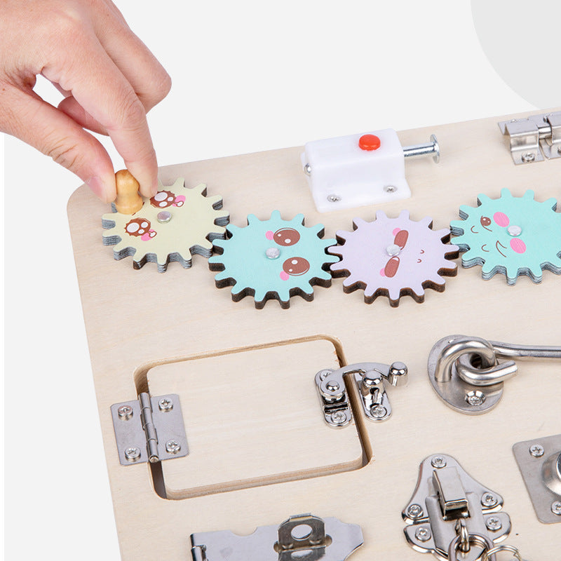 Colorful Wooden Busy Board for Kids: Educational & Fun - MAMTASTIC