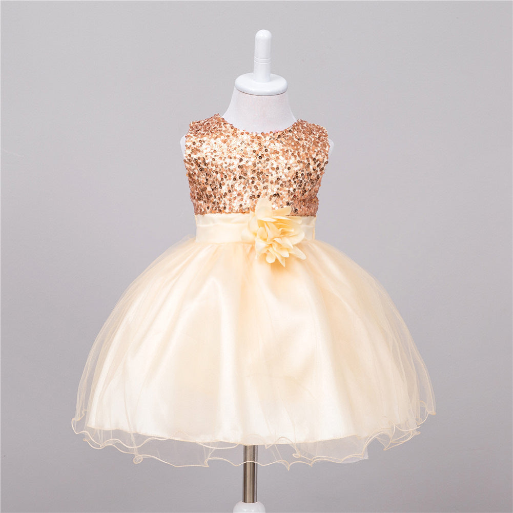 Sparkly Sequin Baby Girl Dress for Weddings - Flower Girl Dress with Tulle Skirt - MAMTASTIC