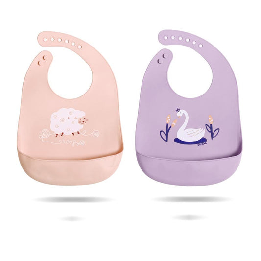 Silicone Waterproof Baby Bib with Pocket - Soft and Washable for Toddlers - MAMTASTIC