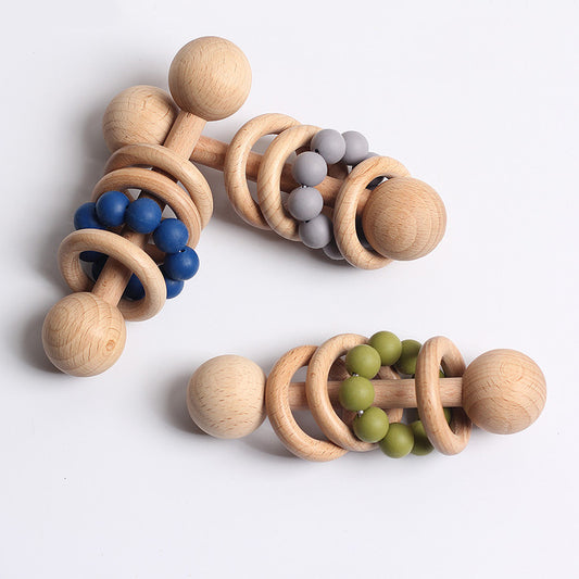 Wooden Baby Rattle with Silicone Beads - Safe and Organic - MAMTASTIC