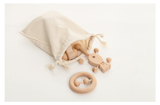 Wooden Baby Rattle with Beads: Sensory Stimulation & Fun - MAMTASTIC