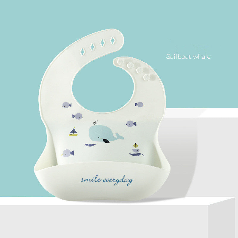 Waterproof & Easy Clean Silicone Bib with Food Catcher: Perfect for Messy Eaters - MAMTASTIC