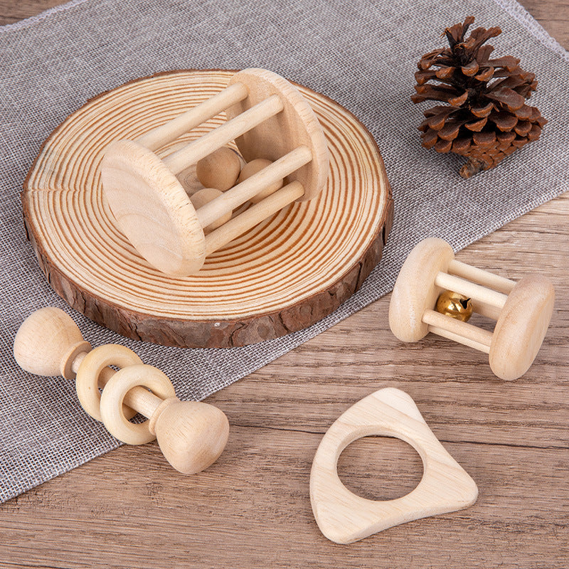 Wooden Rattle Set for Babies - Natural Wood Teething Toys for Infants - MAMTASTIC