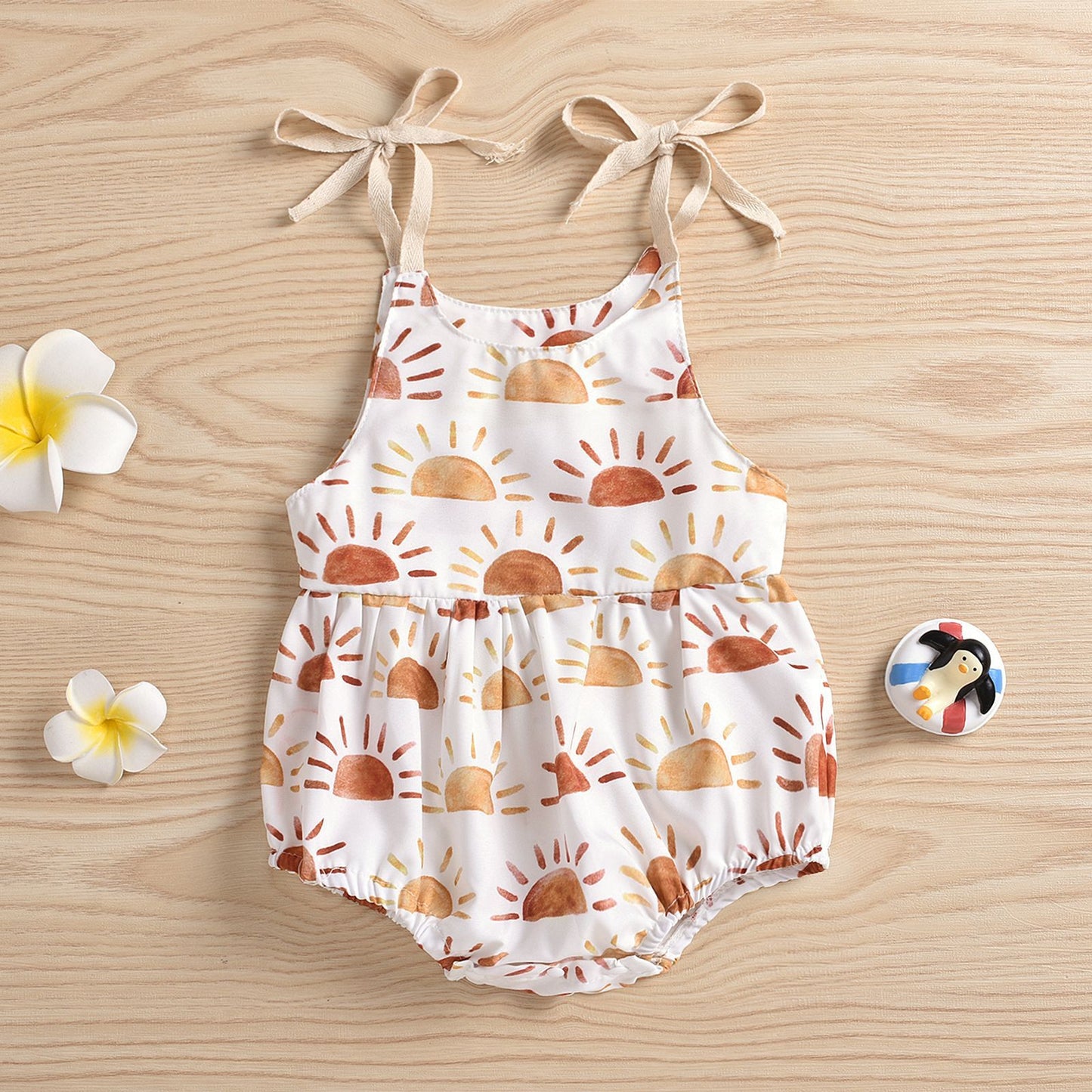 White Sunflower Baby Romper - Soft and Breathable Cotton - MAMTASTIC