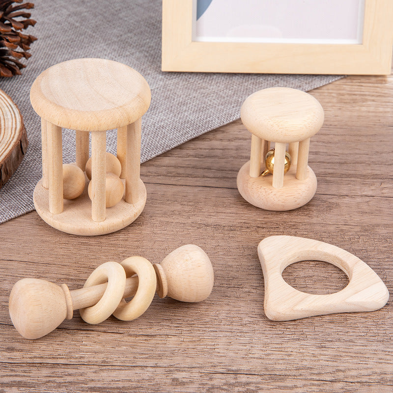 Wooden Rattle Set for Babies - Natural Wood Teething Toys for Infants - MAMTASTIC