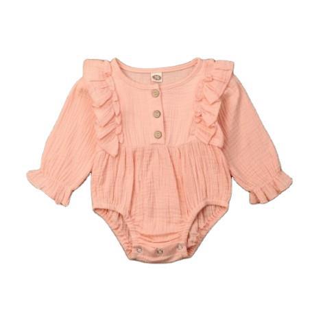 Long Sleeve Cotton Baby Romper with Ruffles - Adorable and Comfortable - MAMTASTIC
