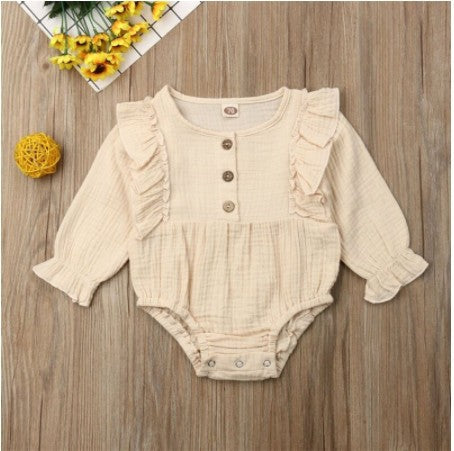 Long Sleeve Cotton Baby Romper with Ruffles - Adorable and Comfortable - MAMTASTIC