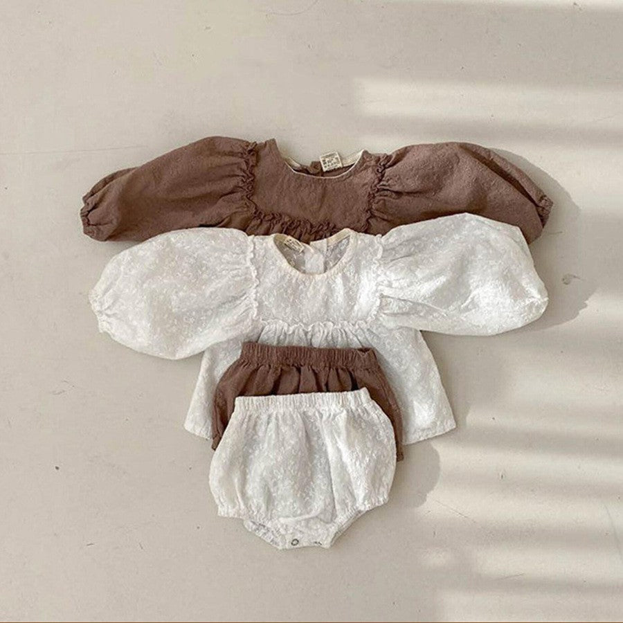 Cute Baby Girl Clothes Set: Cotton Top & Shorts with Lace - MAMTASTIC