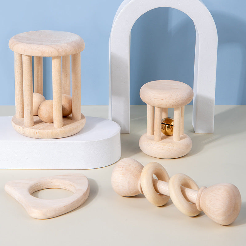 Wooden Rattle Set for Babies - Natural Wood Teething Toys for Infants - MAMTASTIC