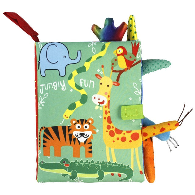 Soft Baby Book with Crinkle Pages - Baby Cloth Book with Animal Tails for Sensory Stimulation and Development - MAMTASTIC