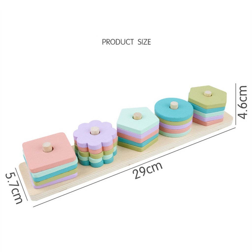 Stackable Wooden Shape Toys for Toddlers - Geometric Shapes, Learning Toys - MAMTASTIC