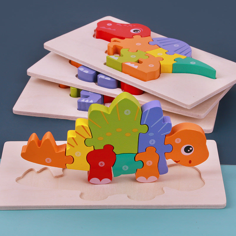 Wooden 3D Dinosaur Puzzle for Kids - Educational and Fun - MAMTASTIC