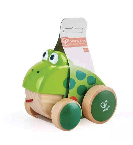 Wooden Frog Pull Toy: Encourage Walking & Development - MAMTASTIC